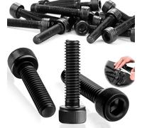 SWTYExt 60 tornillos hexagonales hexagonales, M6 x 25 mm, tornillos cilíndricos con hexágono interior, acero al carbono, rosca completa, tornillos hexagonales, negro, para reparación de muebles