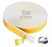 SWTYExt 6m Cinta Espuma Adhesiva 12mm x 10mm Blanco Burlete Espuma Cinta Adhesiva Puertas y Ventanas para Puede Utilizar en Huecos de Puertas y Ventanas Cajones Cocina
