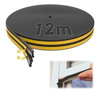 SWTYExt 9mm x 4mm Burletes para Fensterabdichtung 12m Negro | Perfil E de Goma, Junta Aislante Térmico, para Puertas y Ventanas, Sellado para Grietas y Huecos