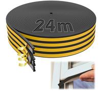 SWTYExt 9mm x 4mm Burletes para Fensterdichtung 24m Negro | Perfil E de Goma, Junta Aislante Térmico, para Puertas y Ventanas, Sellado para Grietas y Huecos