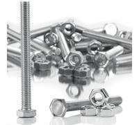 SWTYExt Juego de pernos y tuercas hexagonales M8x100 mm DIN 933/ISO 4017, tornillos hexagonales de acero inoxidable A2 V2A, con rosca completa externa, tornillos de máquina métricos (10 juegos)