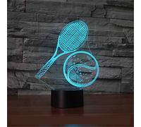 SWTZEQ LED de luz nocturna, ilusión óptica 3D Raqueta de tenis 16 colores cambian con control remoto, dormitorio de bebé lámpara de noche, hombres, mujeres, niños, niñas, regalo