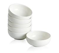 Swuut Cuencos de cerámica para pellizcar, juego de mini cuencos de preparación de 2.5 onzas, plato pequeño para salsa, charcutería, salsa de soja para sushi, juego de 6 (blanco)