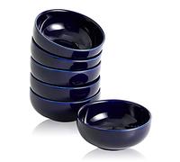 Swuut Cuencos de cerámica para pellizcar, juego de mini cuencos de preparación de 2.7 onzas, plato pequeño para salsa, charcutería, salsa de soja para sushi, juego de 6 (azul)