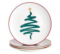 Swuut Juego de 4 vajillas de porcelana china de hueso, aptas para lavavajillas, platos de postre, platos de ensalada (árbol, 8 pulgadas)