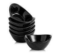 Swuut Juego de 6 cuencos de cerámica de 0.05 onzas, platos de salsa de soja, mini cuencos para charcutería, sushi, salsa de tomate, barbacoa y suministros de fiesta (negro)