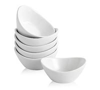 Swuut Juego de 6 cuencos de cerámica de 0.05 onzas, platos de salsa de soja, mini cuencos para charcutería, sushi, salsa de tomate, barbacoa y suministros de fiesta (blanco)