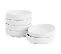 Swuut Juego de 6 platos de cerámica para salsa de soja, cuencos de inmersión de 9 cm, cuencos pequeños para condimentos, sushi, ketchup, barbacoa (blanco)