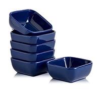 Swuut Juego de cuencos de cerámica de porcelana de 6 onzas, plato cuadrado pequeño para salsa de soja, bueno para salsa de tomate, soja de sushi, barbacoa, tabla de embutidos (azul marino)