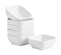 Swuut Juego de cuencos de cerámica de porcelana de 6 onzas, plato cuadrado pequeño para salsa de soja, bueno para salsa de tomate, soja de sushi, barbacoa, tabla de embutidos (blanco)