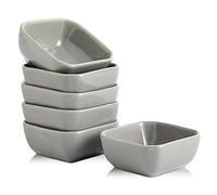Swuut Juego de cuencos de cerámica de porcelana de 6 onzas, plato cuadrado pequeño para salsa de soja, bueno para salsa de tomate, soja de sushi, barbacoa, tabla de embutidos (gris)