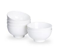Swuut Juego de cuencos pequeños de 10 cm de cerámica blanca de 6 a 10 oz para postre, helado, arroz, sopa, aperitivo, inmersión en microondas y lavavajillas