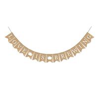 SWYOUN Burlap Love is Brewing Banner Tea Coffee Theme Bar Bridal Shower Supplies Wedding Engagement Party Garland Decor