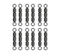 SWYSGS 12Pcs Eslabón Giratorio de Pesca,Negro níquel Conector Giratorias de Pesca de línea de Anzuelo de Pesca para Agua Salada Agua Dulce