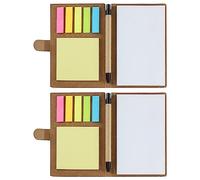 SWYSGS 2 paquetes de cuadernos en espiral, cuaderno de notas de portada de papel kraft, con bolígrafo, pegatinas y etiquetas de índice de color marcadas, cuadernos de Negocios de bolsillo