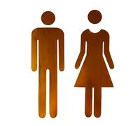 SWYSGS Señales para puerta WC de Cartel de baño Mujer y Hombre - Set de carteles para aseo - Letrero autoadhesivo de acero inoxidable de Fácil de aplicar - Señal de baño