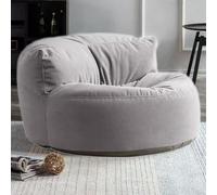 SXBCyan Funda para Puff sin Relleno Chenille Puff Salon Adulto Lavable Ultra Soft Puf Otomano Sin Relleno Beanbag Chair Lazy Sillón Sofá para Interior Sala De Estar(Light Gray)