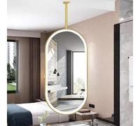 SXBHDM Espejo de baño de Techo con Luces LED, Espejos Decorativos flotantes ovalados Grandes con Marco de Metal Dorado - Personalizable(50cmx70cm)