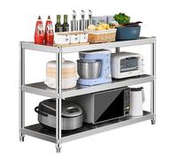 SXBHDM Estantería de Acero Inoxidable de 3 Niveles, estantería Ajustable, Resistente, Ideal para Cocina, Oficina, Garaje y despensa.(70x50x80cm)