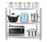 SXBHDM Estantes de Acero Inoxidable de 3 Niveles, estantería de Almacenamiento, estantería de Cocina Resistente, estantería de Gran Capacidad para Garaje, Oficina, Restaurante, almacén(120x30x80cm)