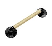 SXBHDM Tirador de puerta de granero vintage, herrajes para tuberías de hierro fundido con cuerda de yute para puerta corrediza de granero, portón y cobertizo(28cm)