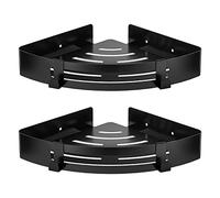 SXCDD Estantería de ducha triangular negra sin troquelado para cuarto de baño, cesta de almacenamiento con gancho, estante de ducha de esquina