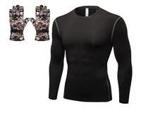 SXCDD Guantes de esquí de Camuflaje Amarillos, Traje de Correr Negro de Manga Larga
