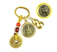 Sxett Elegante llavero de latón del zodiaco chino con calabaza de Zinnober, colgante de Budas del año de nacimiento, accesorio para fortunas, Diseño de ratón