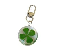 Sxett Llavero de aleación hecho a mano con colgante de tréboles de cuatro hojas, accesorio distintivo para coleccionistas y creadores de tendencias, Large, tela/plumas