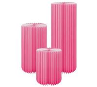 SXEVZOO 3PCS Soporte Pedestal Cilíndrico Altura 40/60/80cm Plegable Papel Columna De Pie con Disco Acrílico para Bodas Fiesta Eventos Cumpleaños(Pink,Diameter 40cm)