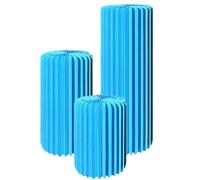 SXEVZOO 3PCS Soporte Pedestal Cilíndrico Altura 40/60/80cm Plegable Papel Columna De Pie con Disco Acrílico para Bodas Fiesta Eventos Cumpleaños(Blue,Diameter 30cm)