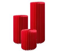 SXEVZOO 3PCS Soporte Pedestal Cilíndrico Altura 40/60/80cm Plegable Papel Columna De Pie con Disco Acrílico para Bodas Fiesta Eventos Cumpleaños(Red,Diameter 30cm)
