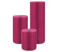 SXEVZOO 3PCS Soporte Pedestal Cilíndrico Altura 40/60/80cm Plegable Papel Columna De Pie con Disco Acrílico para Bodas Fiesta Eventos Cumpleaños(Rose Red,Diameter 30cm)