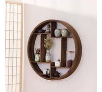 SXEVZOO Estante Redondo de Madera para Tazas, 60/80/100cm de Diámetro Estante de Pared para Tazas de Café, Teteras, Figuras, Vasos de Chupito y Latas de Especias.(100cm)