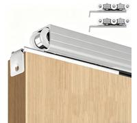 SXEVZOO Kit de Riel para Puerta Corredera, Riel Deslizante de Metal de 1m~4m para Puerta de Derivación, Juego de Rodillos de Montaje en Techo para Cocina y Gabinete(Silver,2.5m(8.2ft))