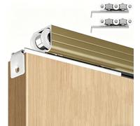 SXEVZOO Kit de Riel para Puerta Corredera, Riel Deslizante de Metal de 1m~4m para Puerta de Derivación, Juego de Rodillos de Montaje en Techo para Cocina y Gabinete(Champagne,1.6m(5.2ft))