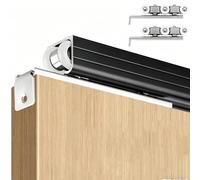 SXEVZOO Kit de Riel para Puerta Corredera, Riel Deslizante de Metal de 1m~4m para Puerta de Derivación, Juego de Rodillos de Montaje en Techo para Cocina y Gabinete(Black,2.4m(7.9ft))