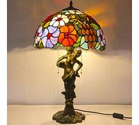 SXFJF Tiffany Lámparas De Mesa, Vintage Pastoral Magnífico del Vitral Y Pétalo Tabla Lámparas- La Decoración del Hogar, De 16 Pulgadas, para La Iluminación Interior De Estar Oficina De Habitaciones,C
