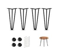 SXHJDY 4 Patas De Horquilla Metálicas para Mesa Muebles, Metal Hairpin Legs 40 45 50 60 100cm Acero 3 Puntales De Espesor con Pies Protectores(Black,15cm/6in)