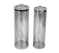 Sxhlseller 2 Piezas de Cesta Rodante para Parrilla, Jaula Cilíndrica de Tubo de Red para Barbacoa de Acero Inoxidable 304 para Verduras, Pescado y Carne, Juego de Herramientas para Asar Grandes y