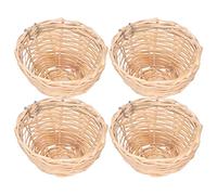 Sxhlseller 4 Nidos de Pájaros de bambú Hechos a Mano, Casa de Descanso para Cría Tejida con Gancho, Adecuado para Loros Pequeños, Canarios, Cacatúas, 4,1 X 2,2 Pulgadas, Suministros Naturales para