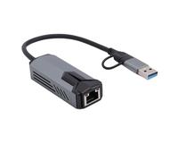 Sxhlseller Adaptador Ethernet 5G USB 3.0, Alta Velocidad de 5000 Mbps, Adaptador LAN 2 en 1 USB A Tipo C A RJ45 para PC Portátil, Tarjeta de Red de 5 Gbps Convertidor LAN RJ45