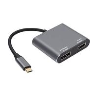 Sxhlseller Adaptador USB C a DisplayPort Dual HDMI 8K 60Hz, Concentrador Tipo C de Aleación de Aluminio para Monitor Dual, Plug and Play para Ordenador Portátil