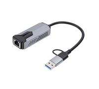 Sxhlseller Adaptador USB C A Ethernet de 5 Gbps, Convertidor de Red USB A A RJ45, Adaptador LAN Gigabit de Alta Velocidad 10/100/1000/2500/5000 Mbps para Tableta Portátil, Aleación de Aluminio,