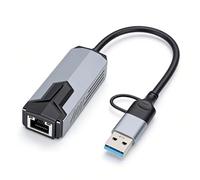 Sxhlseller Adaptador USB C y USB A A Ethernet, Convertidor de Red Tipo C A RJ45 de Alta Velocidad de 5 Gbps con Carcasa de Aleación de Aluminio, para Tableta Portátil 10 11 OS X 10.6