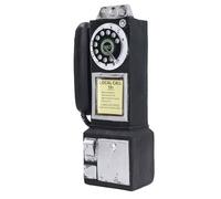 Sxhlseller Adorno de Teléfonos Retro, Montado en la Pared, Vintage, Giratorio, Aspecto Clásico, Modelo de Teléfono Público, Decoración para el Hogar, Cafetería, Hotel (Black)