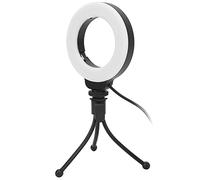 Sxhlseller Anillo de Luz con 48 LED de 4 Pulgadas, Portátil, Mini Selfie, Luz de Escritorio con Pinza y Trípode, Luz Circular USB con 3 Modos de Luz y 11 Niveles de Brillo para Fotografía, Vlog y