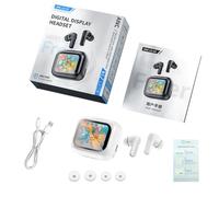 Sxhlseller Auriculares de Traducción AI con Estuche para Pantalla Táctil, Auriculares para Juegos de Baja Latencia 0.06s, Cancelación de Ruido ANC/ENC, Traducción en Tiempo Real de Más de 130 (White)