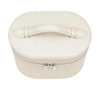 Sxhlseller Bolsa de Maquillaje Portátil para Mujer, Estuche Organizador de Cosméticos de Viaje con Asa, Bolsa de Aseo de PU, Forro Extraíble, 6,5x5,7x8,3 Pulgadas, Rosado (Beige)