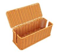 Sxhlseller Caja Organizadora de Cables de Ratán Natural con Tapa |Breathable Cord Organizer For Power Strip Desk Wire Hider Home Office High Safety Woven Storage